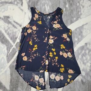 Sanctuary Navy Floral Scoop-Neck Sleeveless Camisole Size L
